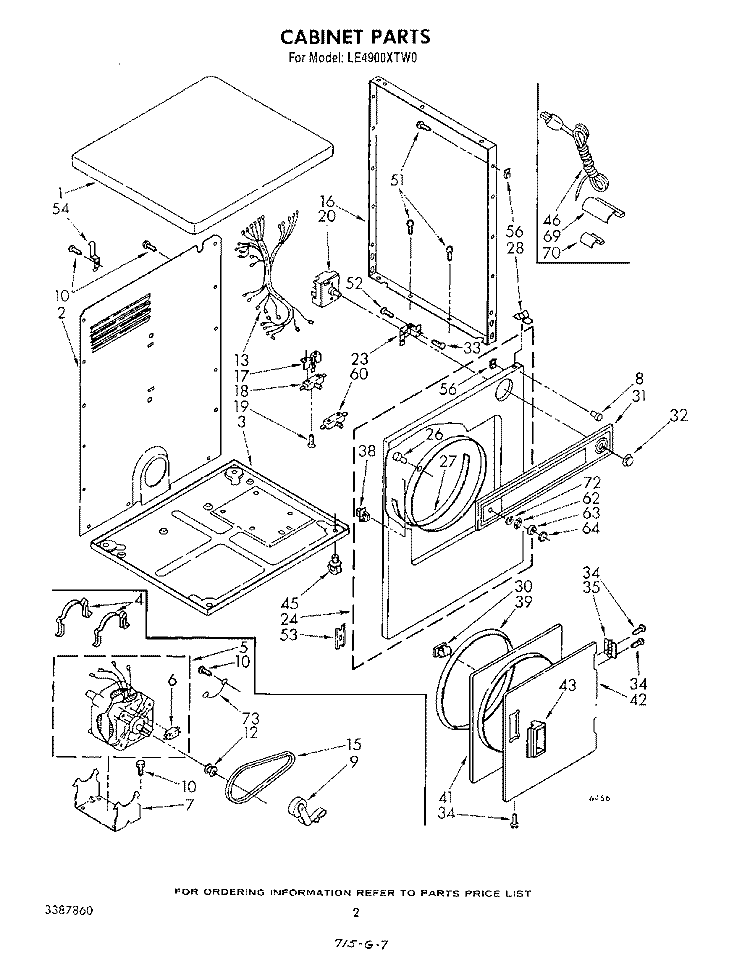 SECTION Diagram and Parts List for LE4900XTM0  Whirlpool Dryer