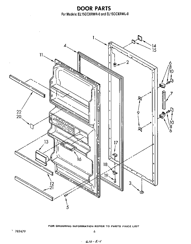 DOOR Diagram and Parts List for EL15CCXRWR0  Whirlpool Refrigerator