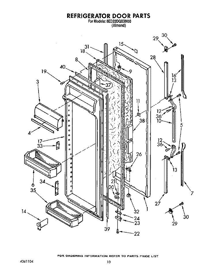 REFRIGERATOR DOOR Diagram and Parts List for 8ED22DQXXN00  Whirlpool Refrigerator