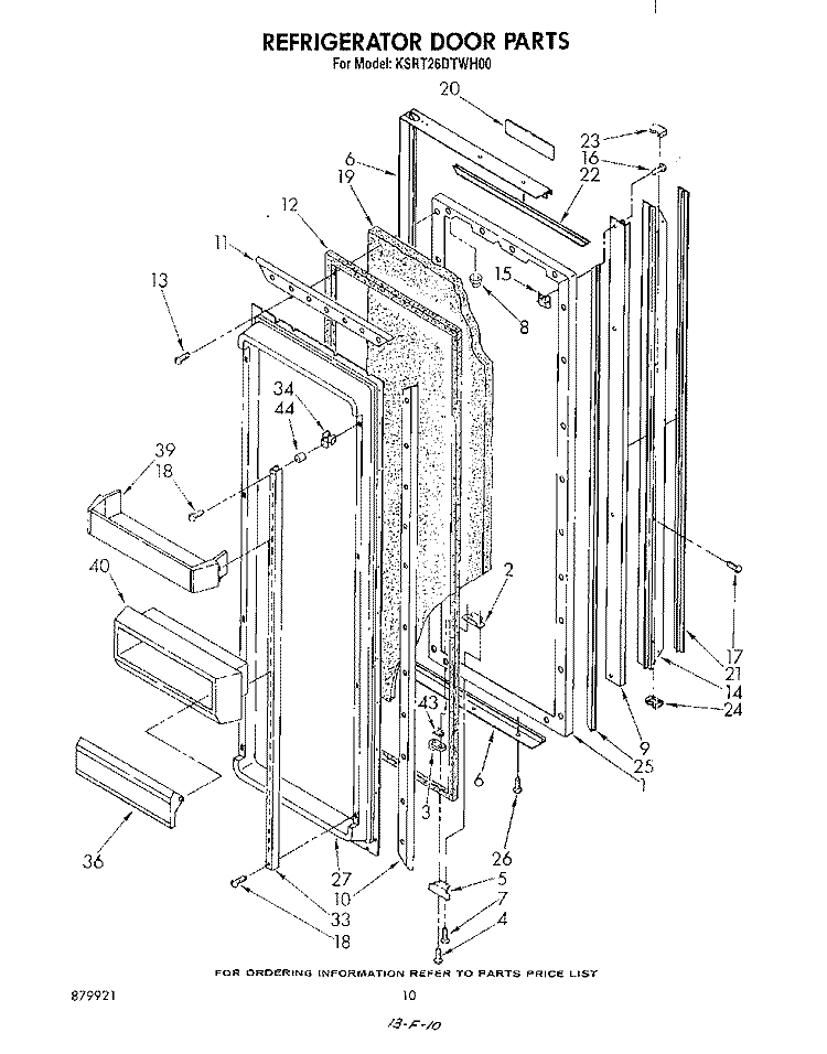 REFRIGERATOR DOOR Diagram and Parts List for KSRT26DTWH00  KitchenAid Refrigerator