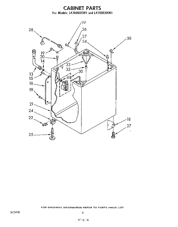 CABINET Diagram and Parts List for LA7000XKW1  Whirlpool Washer