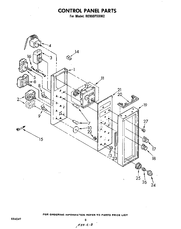 CONTROL Diagram and Parts List for RE960PXKW2  Whirlpool Range