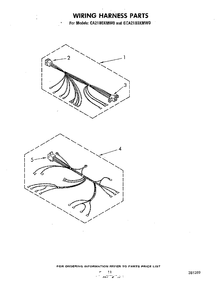 WIRING HARNESS Diagram and Parts List for CA2180XMW0  Whirlpool Washer