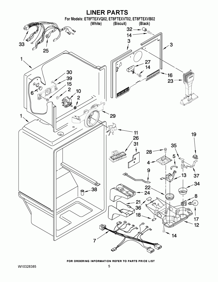 LINER PARTS Diagram and Parts List for ET8FTEXVT02  Whirlpool Refrigerator