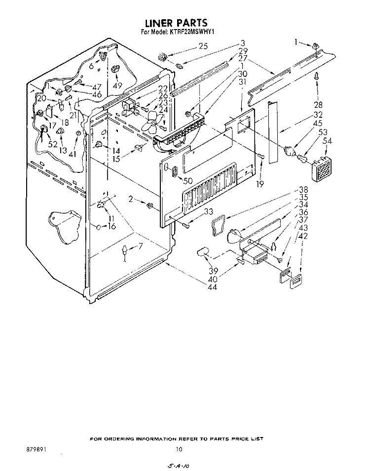 LINER Diagram and Parts List for KTRF22MSTOY1  Whirlpool Refrigerator