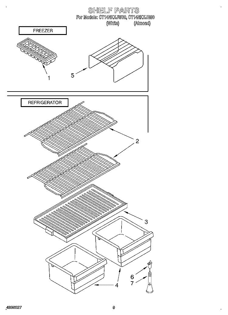 SHELF, OPTIONAL Diagram and Parts List for CT14NKXJW00  Crosley Refrigerator