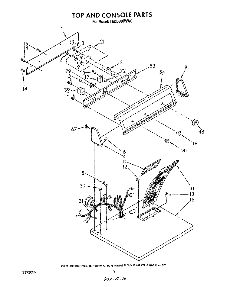 SECTION Diagram and Parts List for TEDL600WN0  Whirlpool Dryer
