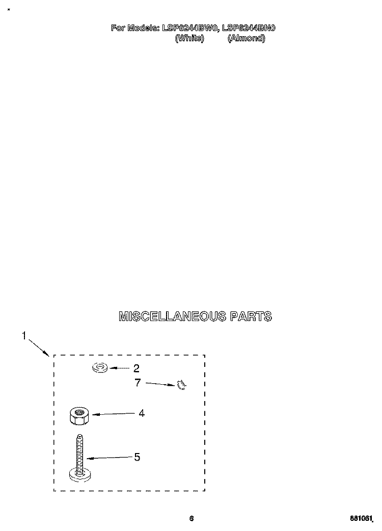 MISCELLANEOUS Diagram and Parts List for LSP6244BN0  Whirlpool Washer