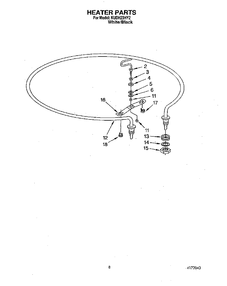 HEATER Diagram and Parts List for KUDH23HY2  KitchenAid Dishwasher