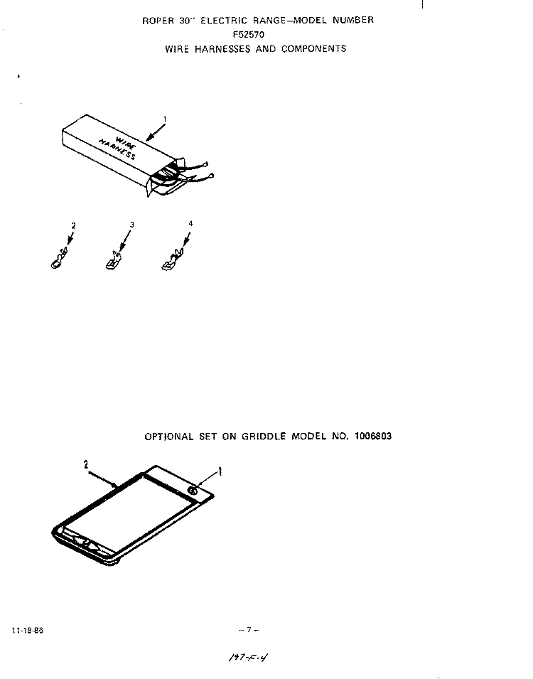 WIRE HARNESSES AND COMPONENTS , GRI Diagram and Parts List for F5257W0  Roper Range