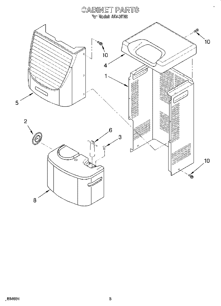 SECTION Diagram and Parts List for AD40TH0  Whirlpool Dehumidifier