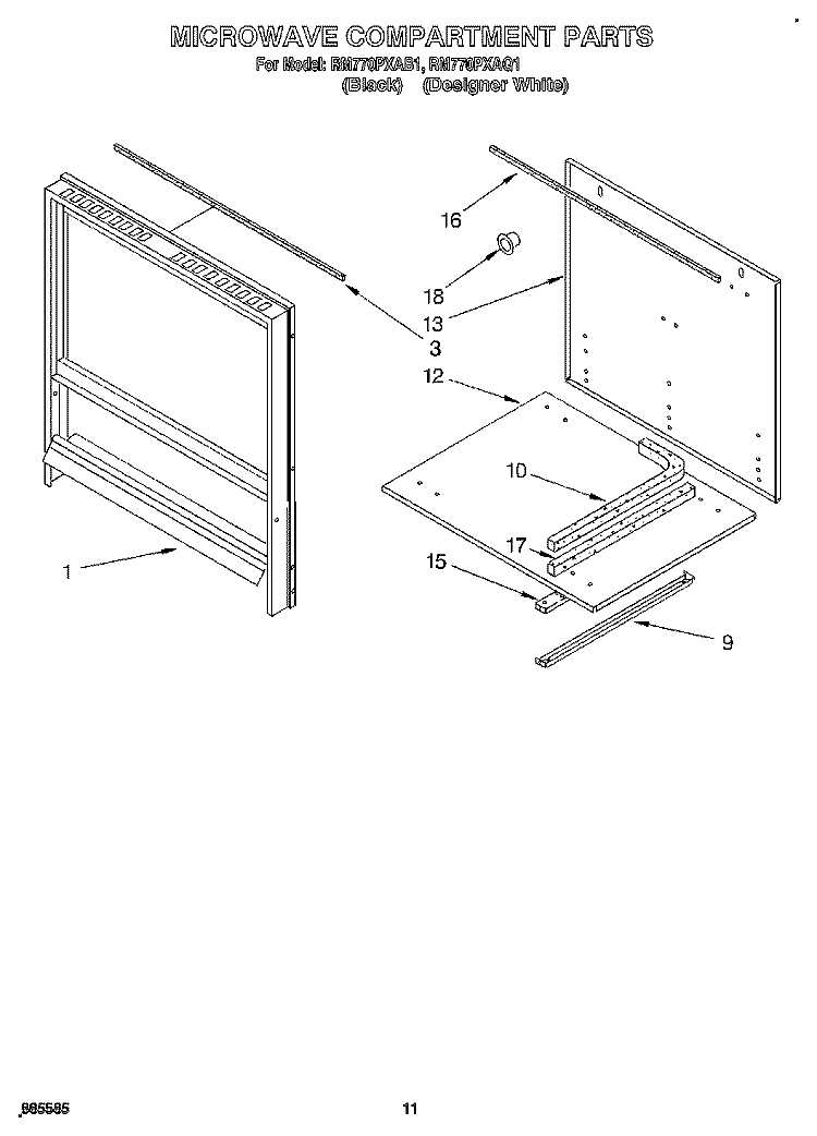 MICROWAVE COMPARTMENT Diagram and Parts List for RM770PXAB1  Whirlpool Wall Oven