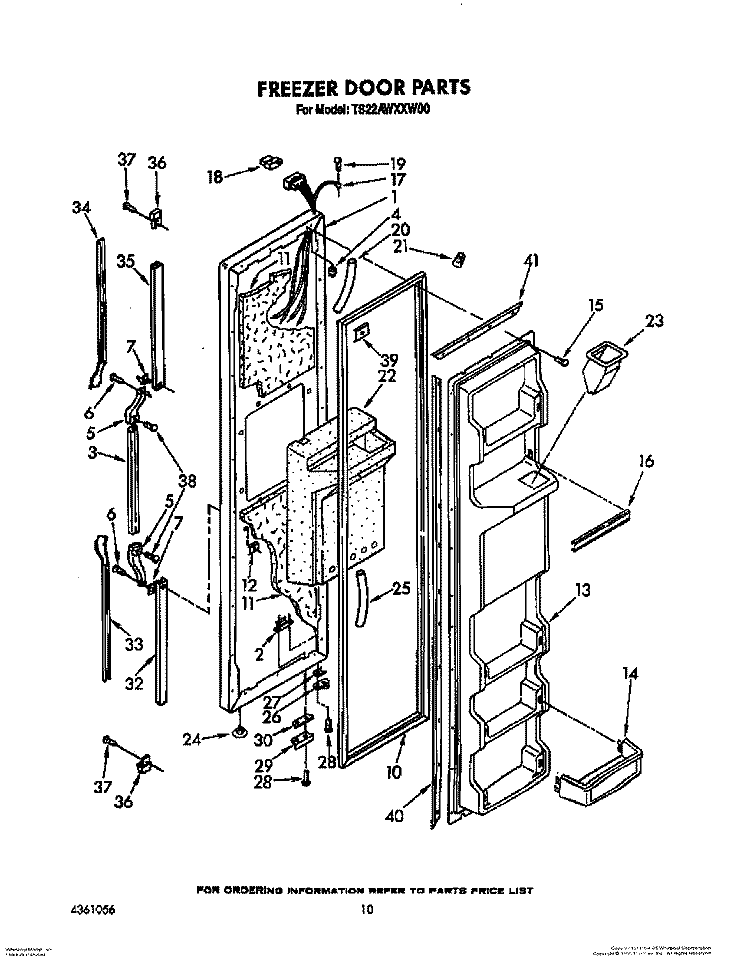 FREEZER DOOR Diagram and Parts List for TS22AWXXN00  Whirlpool Refrigerator