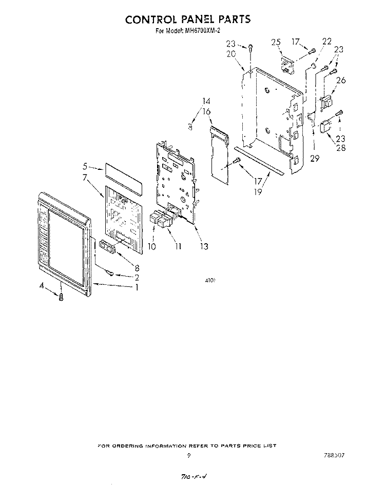 CONTROL PANEL Diagram and Parts List for MH6700XM2  Whirlpool Microwave