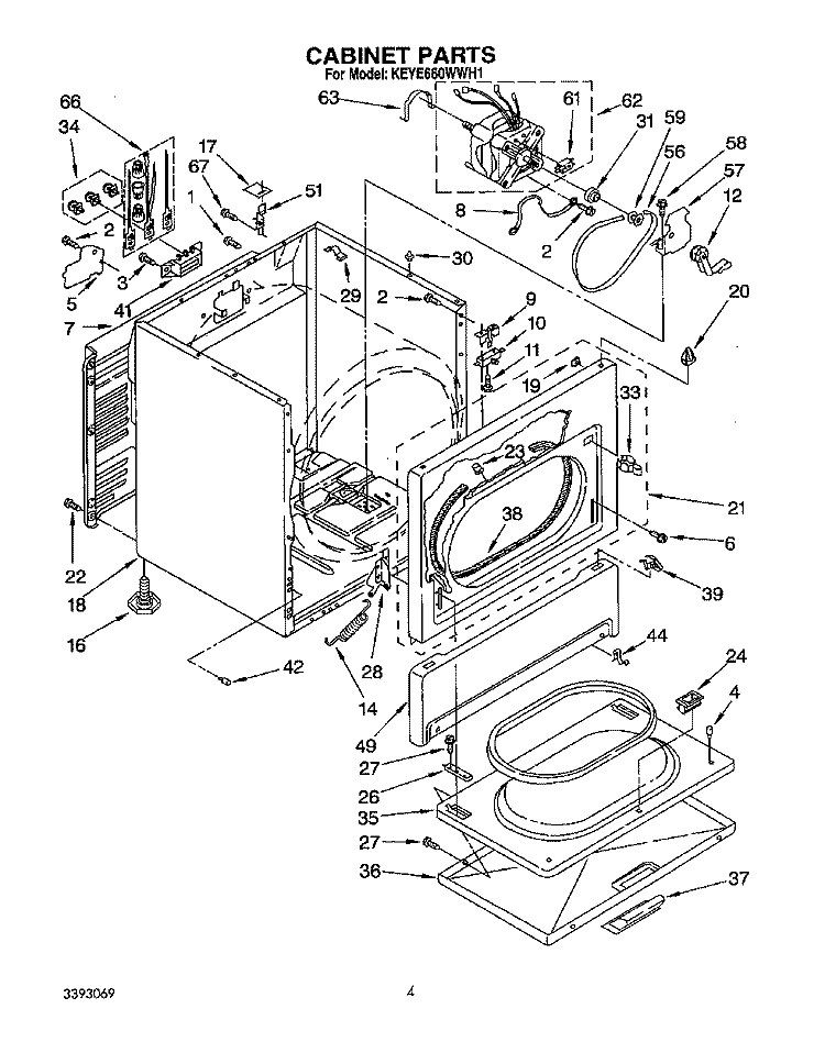 SECTION Diagram and Parts List for KEYE660WWH1  KitchenAid Dryer