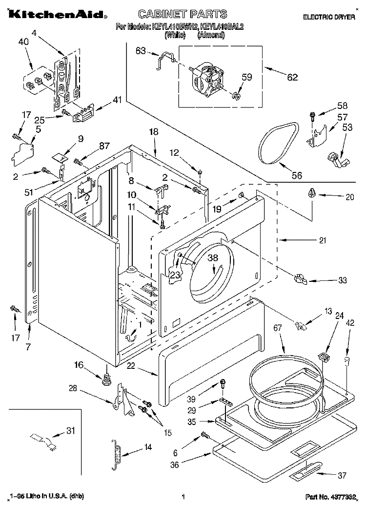 SECTION Diagram and Parts List for KEYL410BAL2  KitchenAid Dryer
