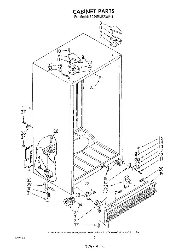 CABINET Diagram and Parts List for ED26MMXRWR2  Whirlpool Refrigerator