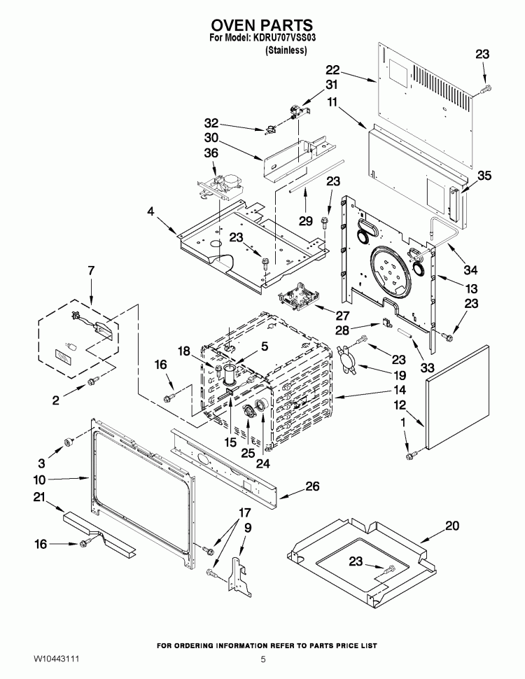 OVEN PARTS Diagram and Parts List for KDRU707VSS03  KitchenAid Range
