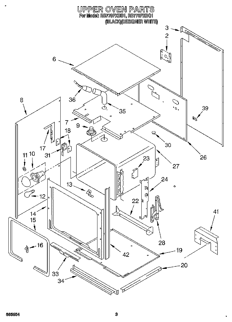 UPPER OVEN Diagram and Parts List for RB770PXBQ1  Whirlpool Wall Oven