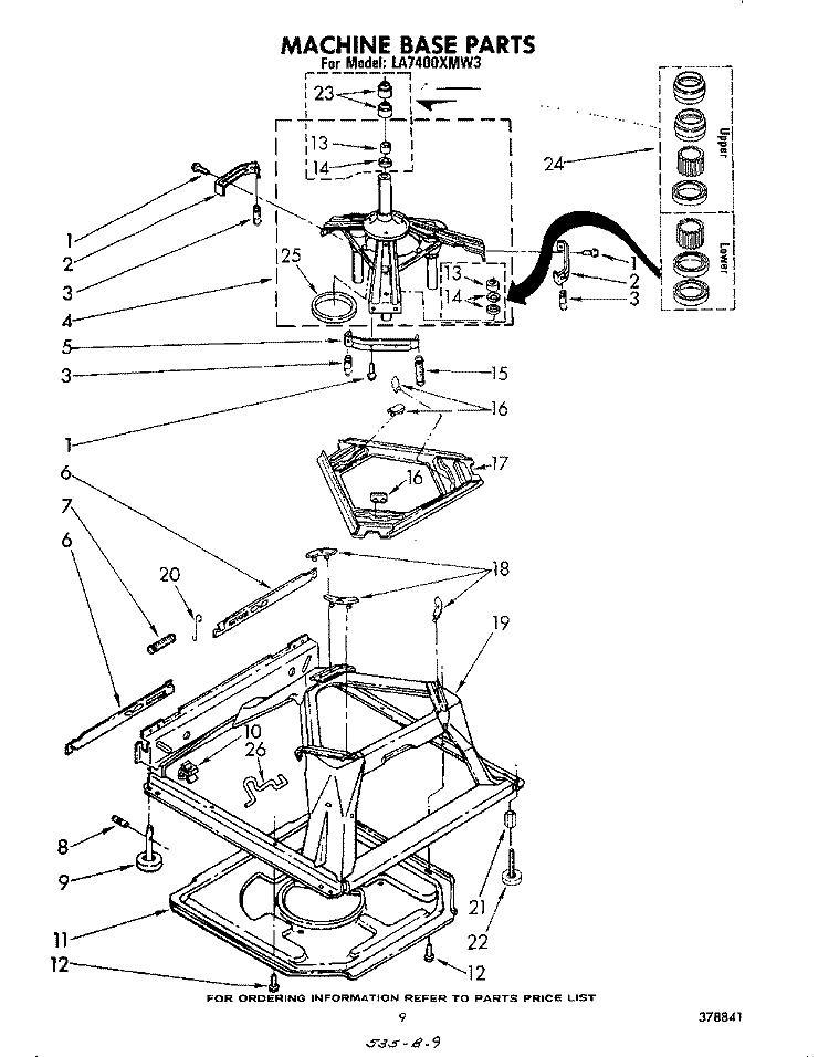 MACHINE BASE Diagram and Parts List for LA7400XMW3  Whirlpool Washer