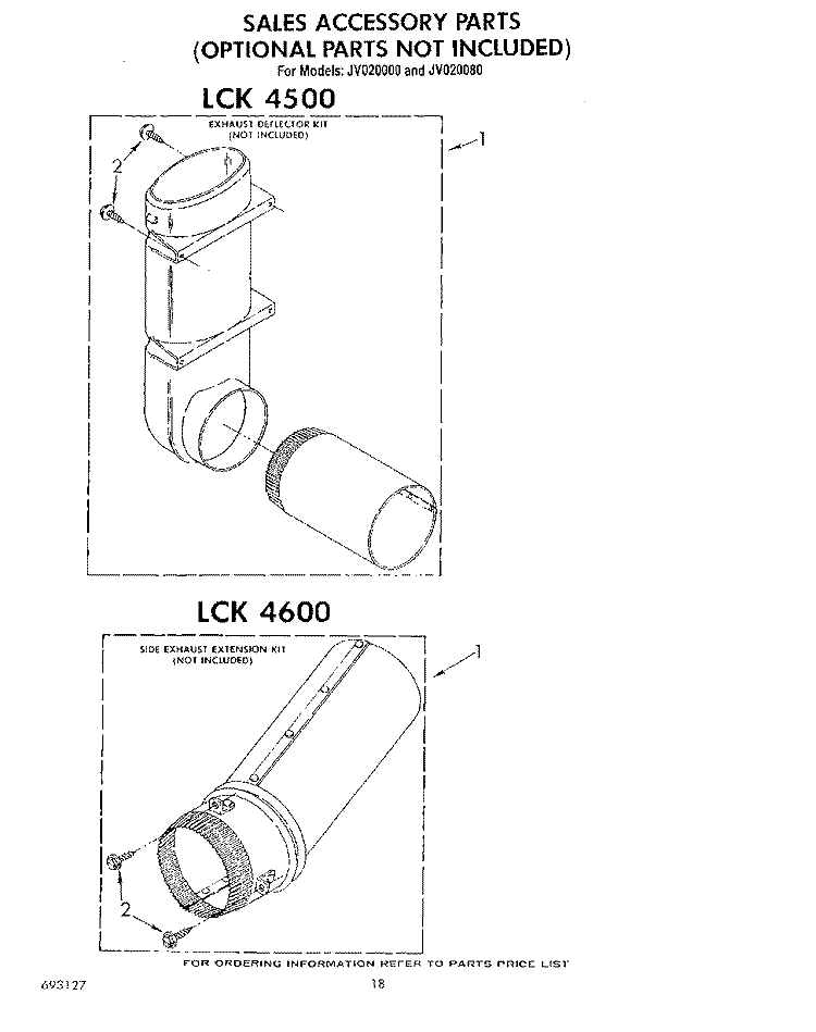 LCK 4500 , LCK 4600 Diagram and Parts List for JV020000  Whirlpool Washer Dryer Combo