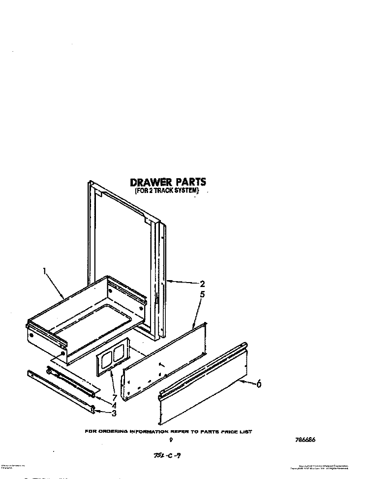 DRAWER Diagram and Parts List for SE960PEPW0  Whirlpool Range