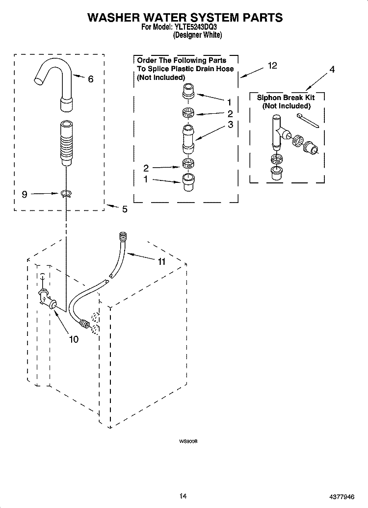 WASHER WATER SYSTEM PARTS Diagram and Parts List for YLTE5243DQ3  Whirlpool Washer Dryer Combo