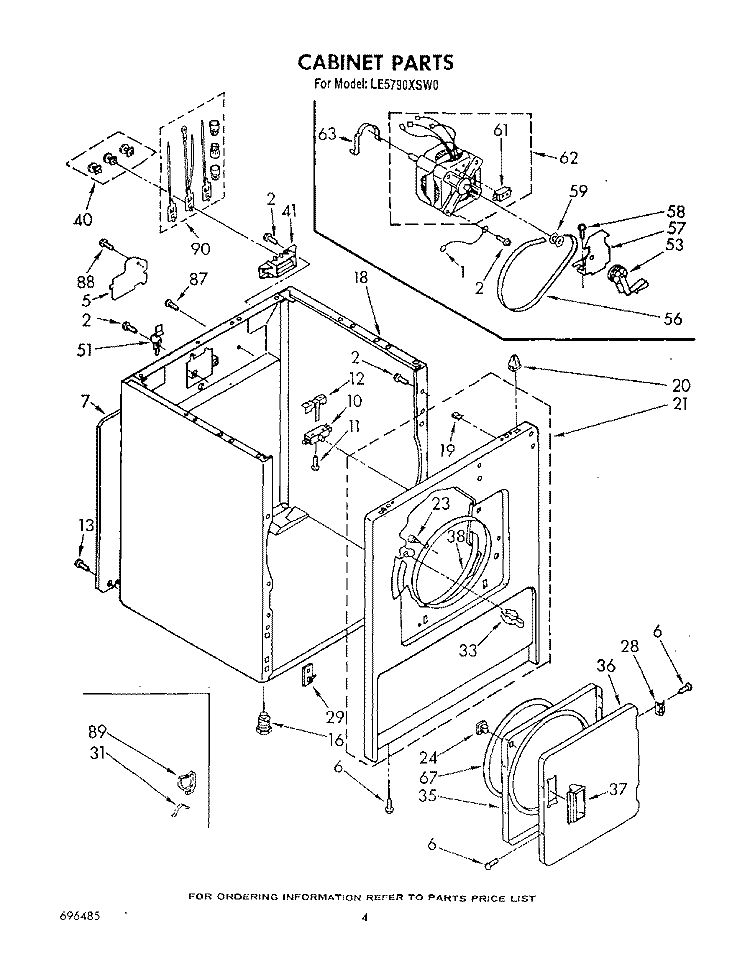 SECTION Diagram and Parts List for LE5790XSW0  Whirlpool Dryer