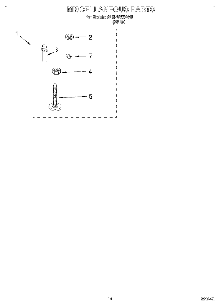 MISCELLANEOUS, LIT/OPTIONAL Diagram and Parts List for 3LSP8255DW0  Whirlpool Washer