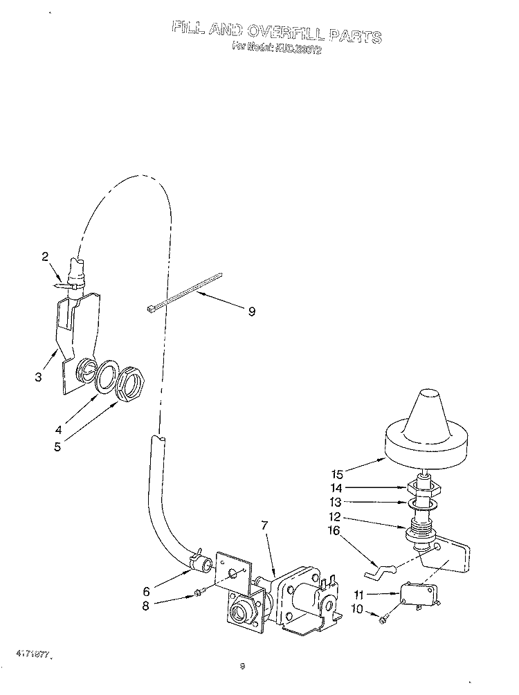 FILL AND OVERFILL Diagram and Parts List for KUDJ230Y2  KitchenAid Dishwasher