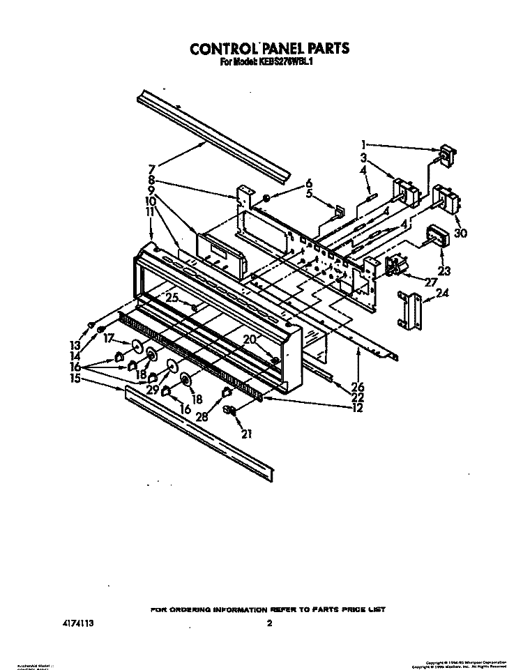 CONTROL PANEL, LIT/OPTIONAL Diagram and Parts List for KEBS276WBL1  KitchenAid Wall Oven