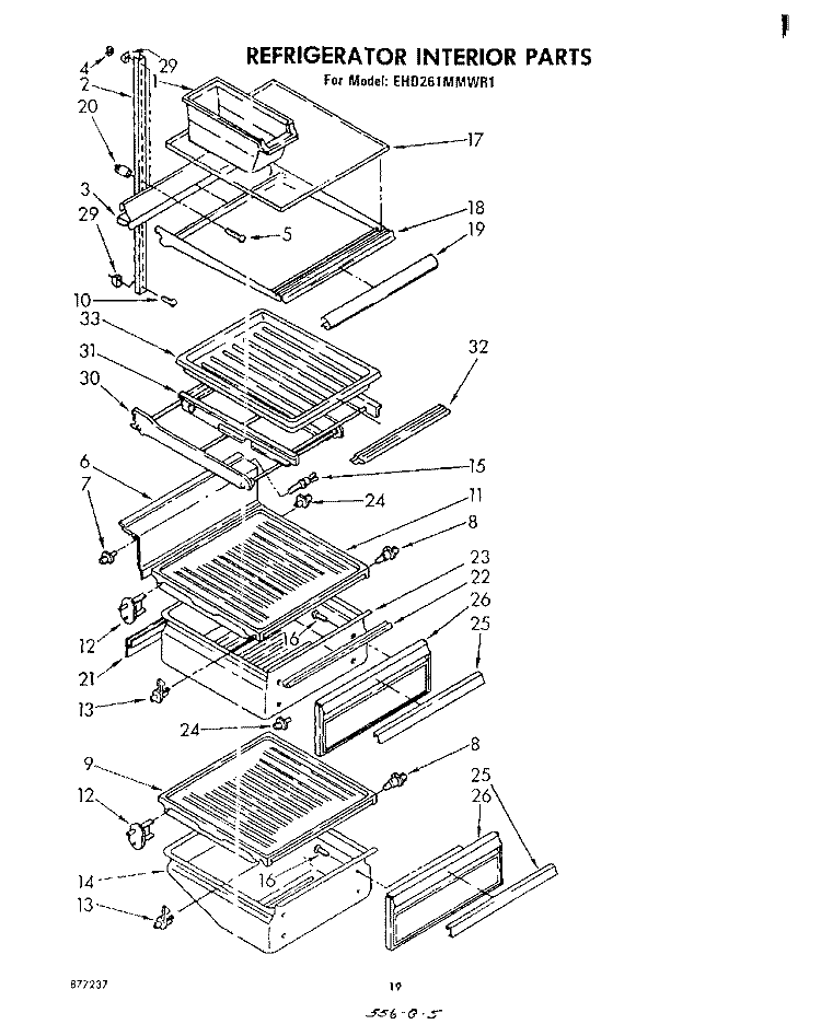 REFRIGERATOR INTERIOR Diagram and Parts List for EHD261MMWR1  Whirlpool Refrigerator