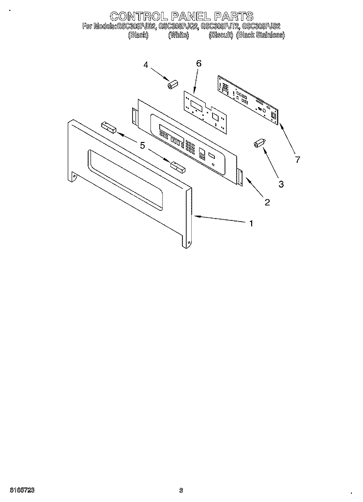 CONTROL PANEL Diagram and Parts List for GSC308PJQ2  Whirlpool Microwave Oven Combo