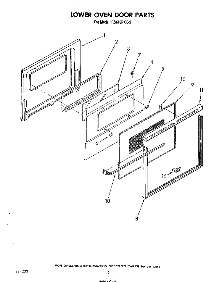 LOWER OVEN DOOR , LITERATURE AND OPTIONAL Diagram and Parts List for RS610PXK2  Whirlpool Range