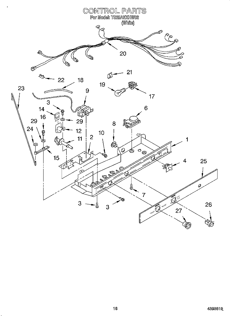 CONTROL Diagram and Parts List for TS25AEXHW02  Estate Refrigerator