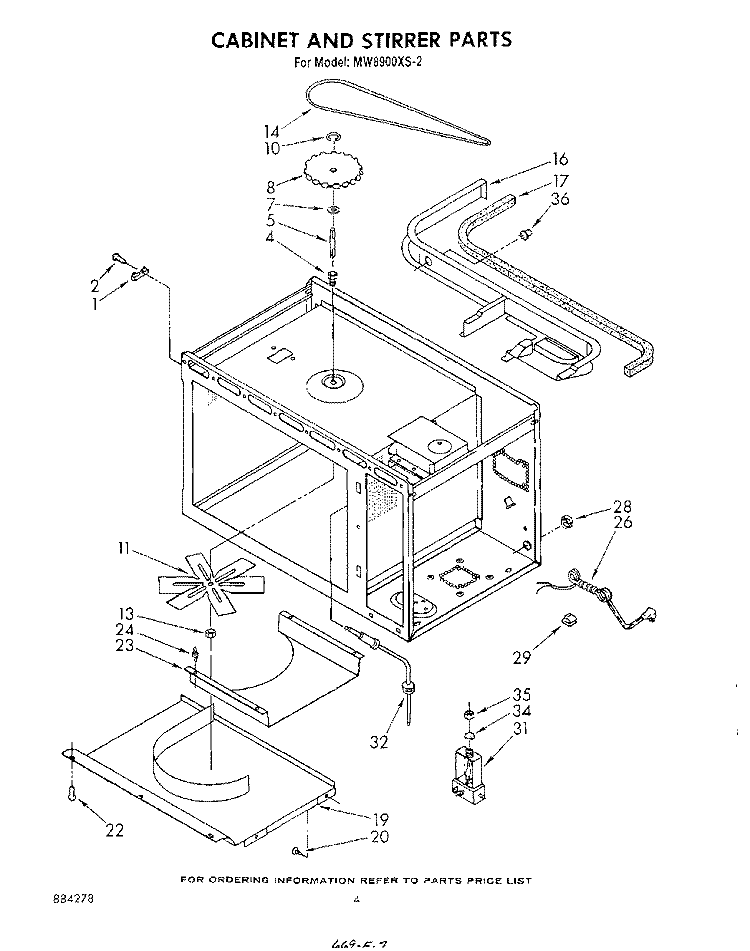 CABINET AND STIRRER Diagram and Parts List for MW8900XS2  Whirlpool Microwave