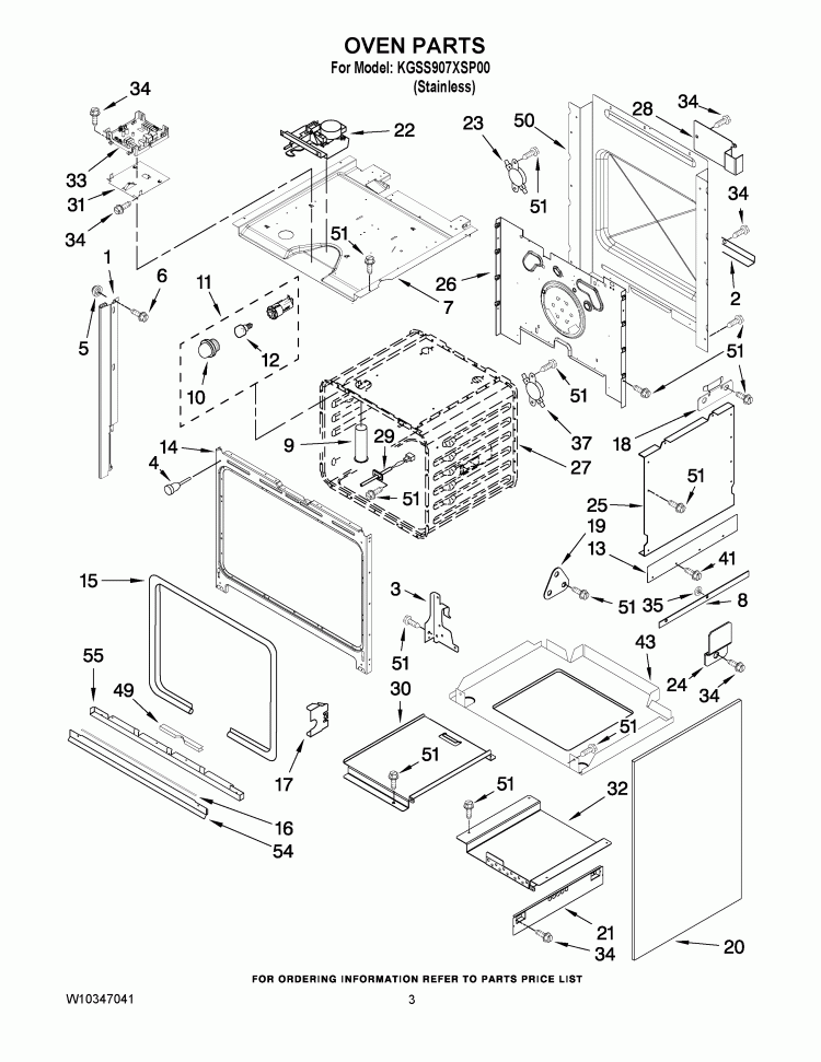 OVEN PARTS Diagram and Parts List for KGSS907XSP00  KitchenAid Range