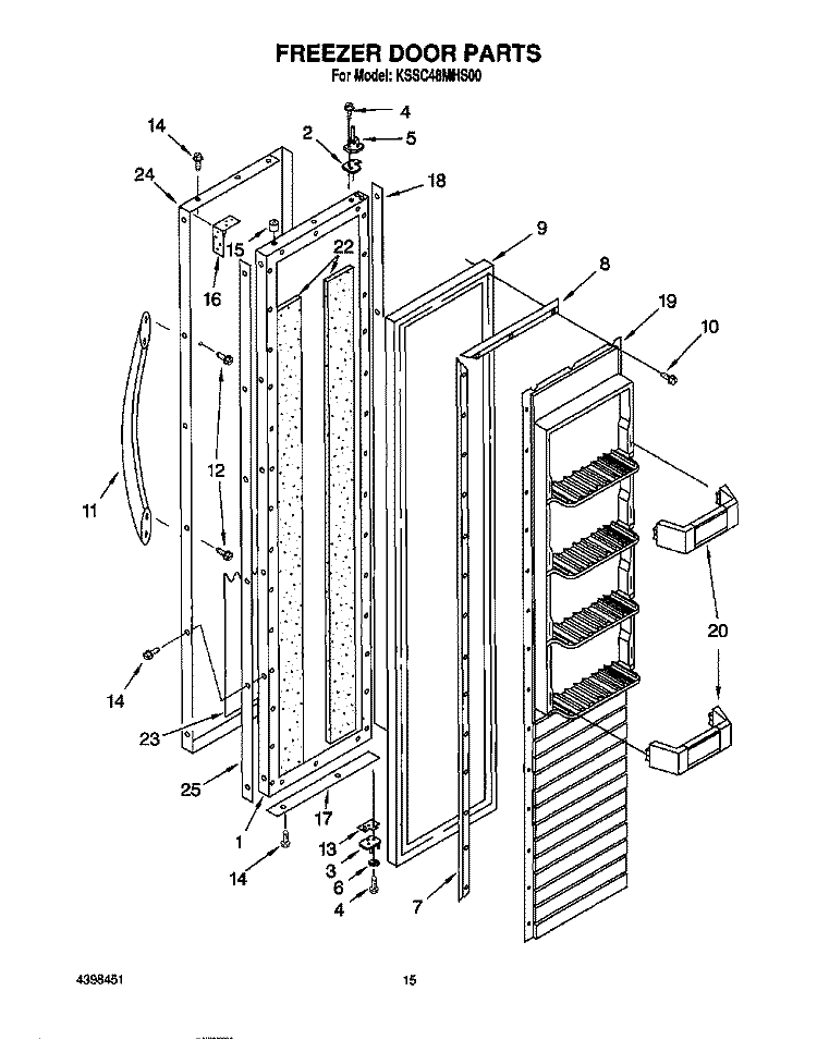 FREEZER DOOR Diagram and Parts List for KSSC48MHS00  KitchenAid Refrigerator