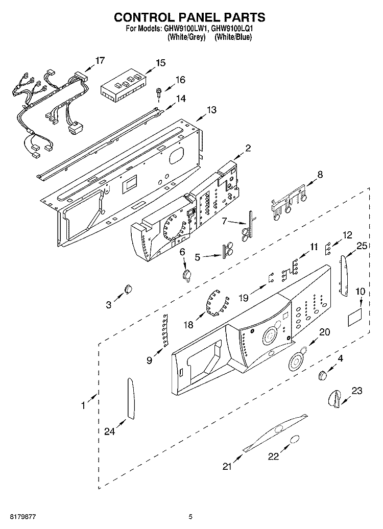 DOOR AND PANEL Diagram and Parts List for GHW9100LQ1  Whirlpool Washer
