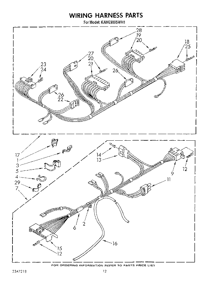 WIRING HARNESS Diagram and Parts List for KAWE900SWH1  KitchenAid Washer