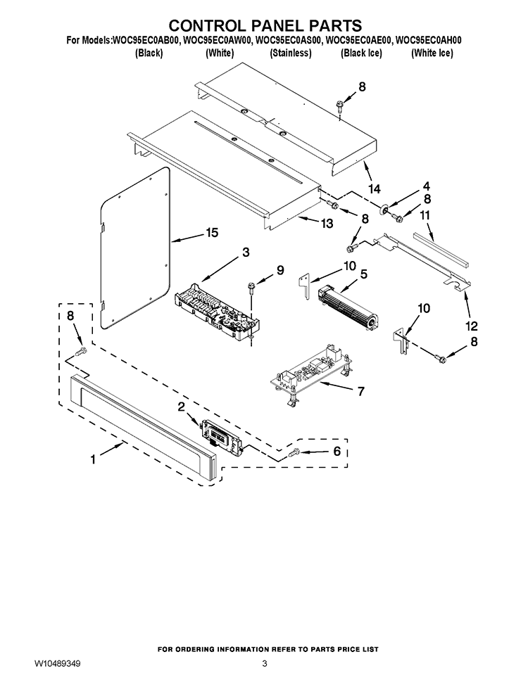 CONTROL PANEL PARTS Diagram and Parts List for WOC95EC0AH00  Whirlpool Microwave Oven Combo