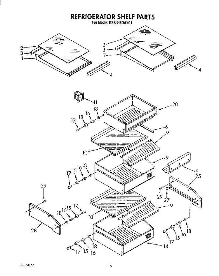 REFRIGERATOR SHELF Diagram and Parts List for KSSS48DAX01  KitchenAid Refrigerator