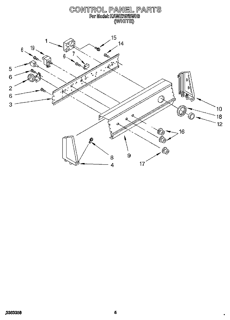 CONTROL PANEL Diagram and Parts List for KAWE767BWH0  KitchenAid Washer