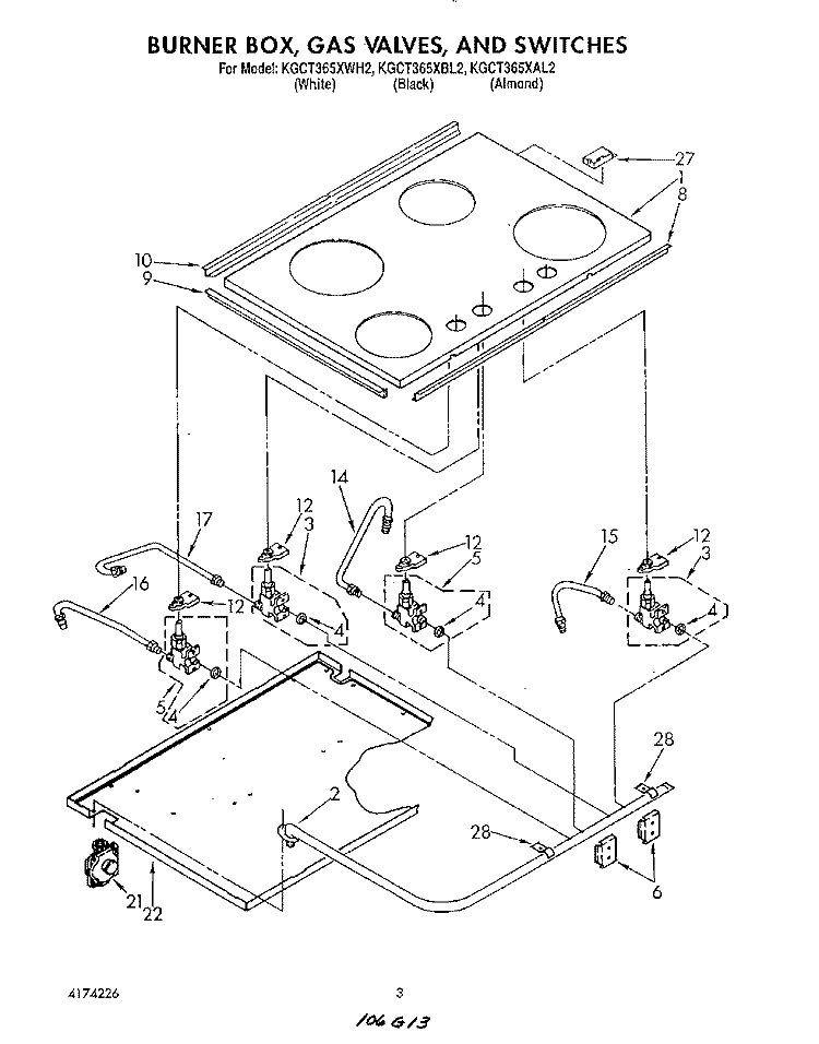 SECTION Diagram and Parts List for KGCT365XBL2  KitchenAid Cooktop