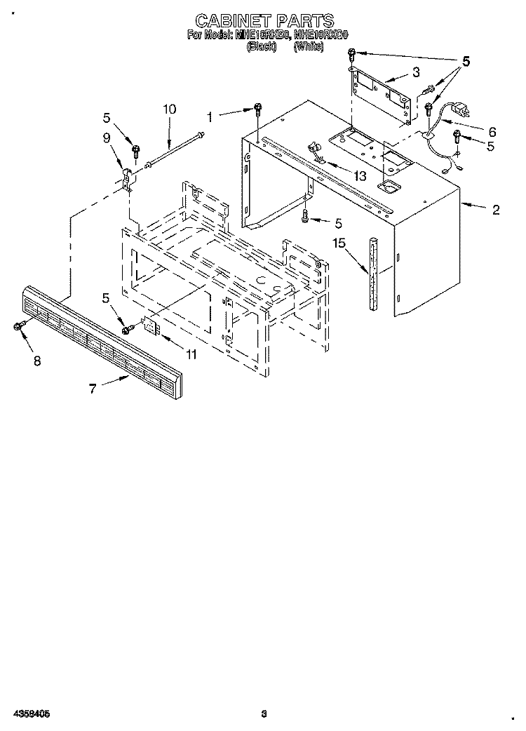 CABINET Diagram and Parts List for MHE10RXB0  Roper Microwave
