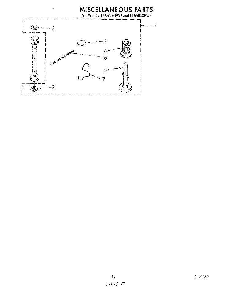 MISCELLANEOUS , LIT/OPTIONAL Diagram and Parts List for LT5000XSW3  Whirlpool Washer Dryer Combo