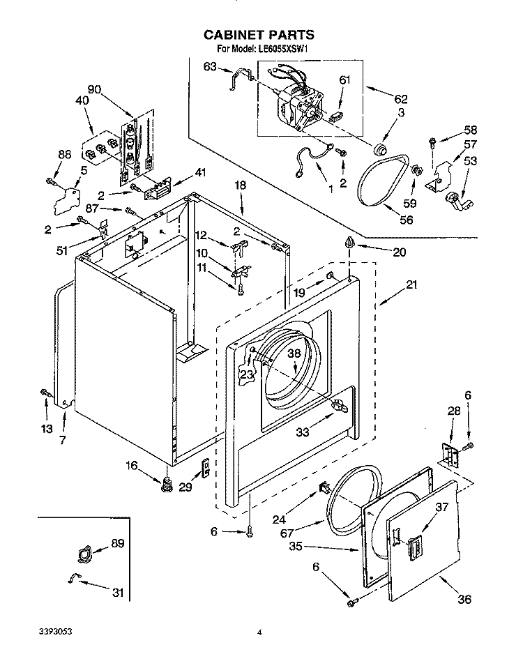 SECTION Diagram and Parts List for LE6055XSW1  Whirlpool Dryer