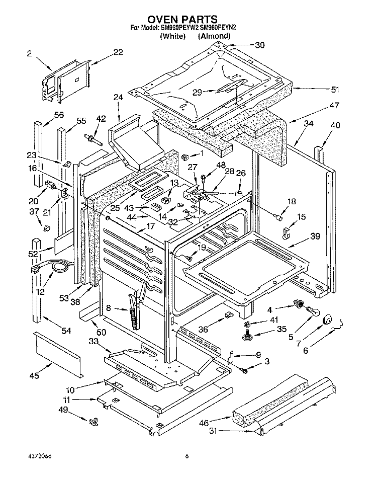 OVEN Diagram and Parts List for SM980PEYN2  Whirlpool Microwave Oven Combo