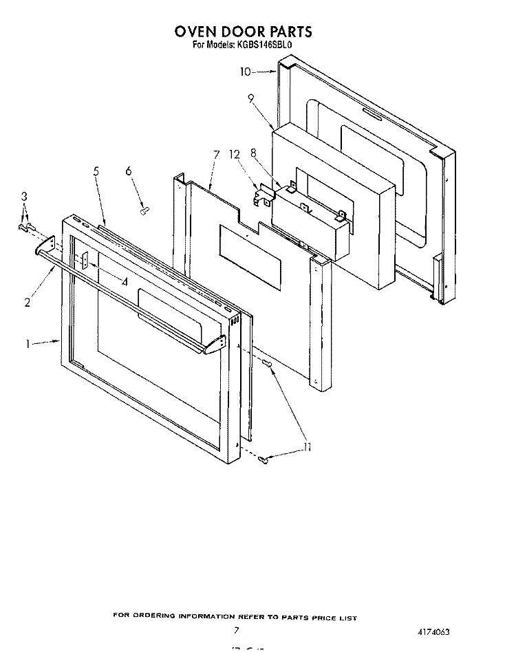 OVEN DOOR , LIT/OPTIONAL Diagram and Parts List for KGBS146SBL0  KitchenAid Wall Oven