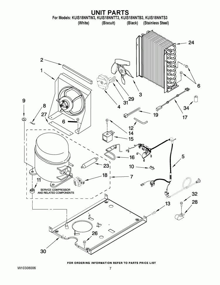 UNIT PARTS Diagram and Parts List for KUIS18NNTB3  KitchenAid Ice Maker